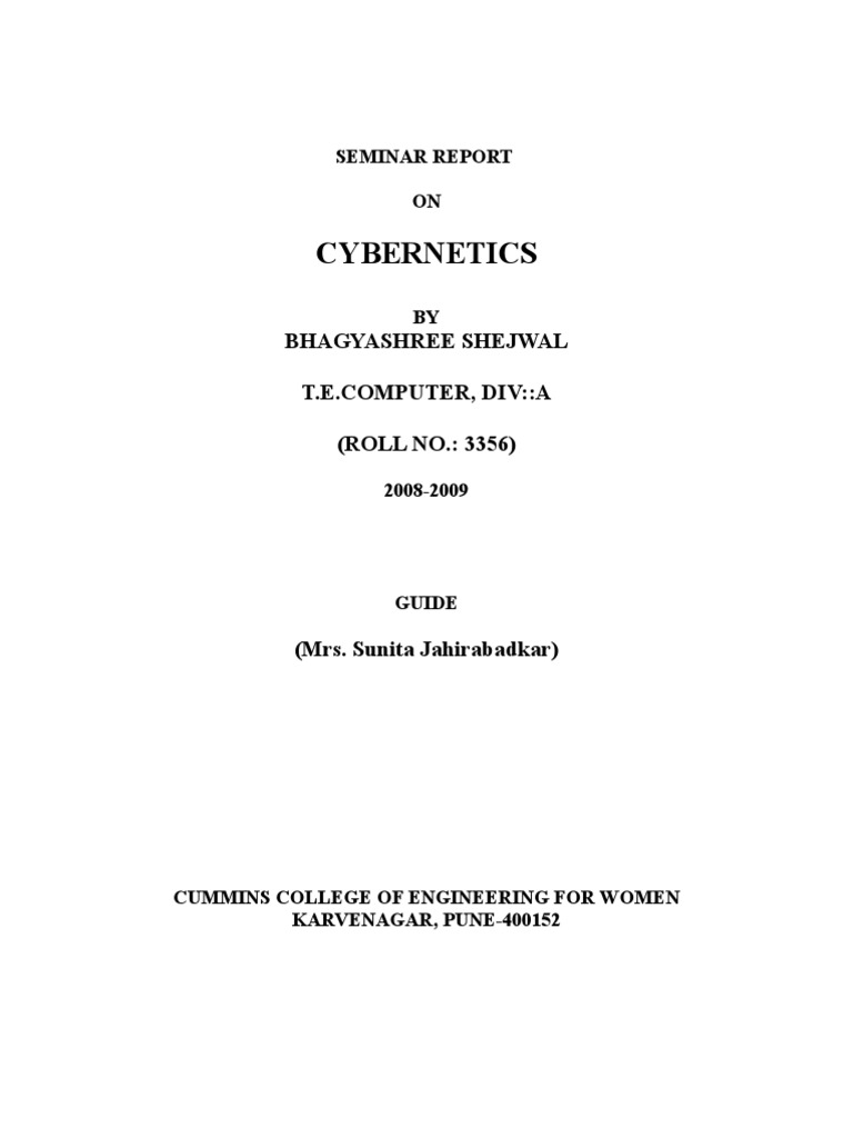 Seminar Report On Cybernetics | PDF | Cybernetics | System