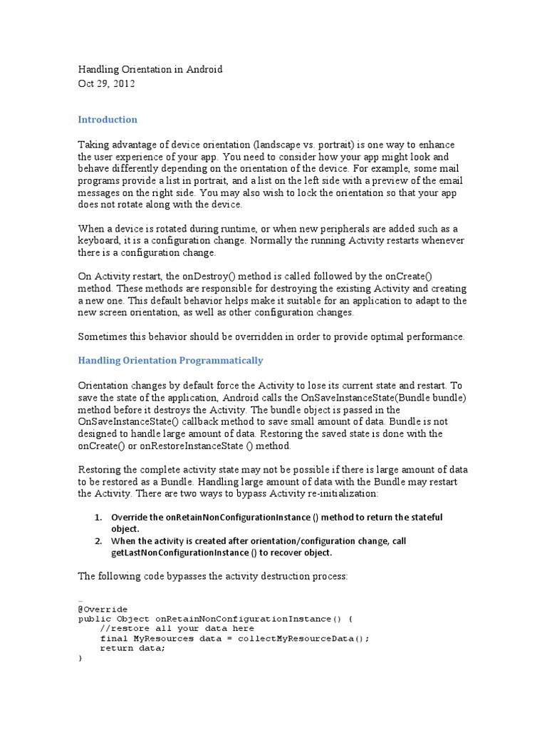 Managing Android Screen Orientation | PDF | Android (Operating System ...
