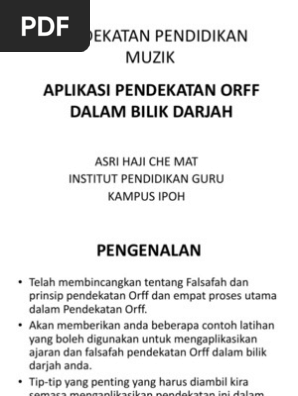 Aplikasi Pendekatan Orff Dalam Bilik Darjah Pdf