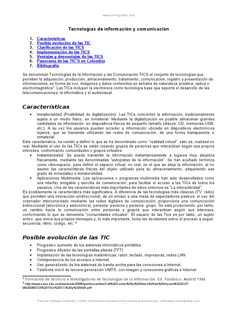 Tics Tecnologias Informacion y Comunicacion | PDF | Tecnología de ...