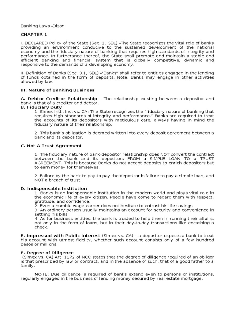 Banking Laws Deposit Account Banks