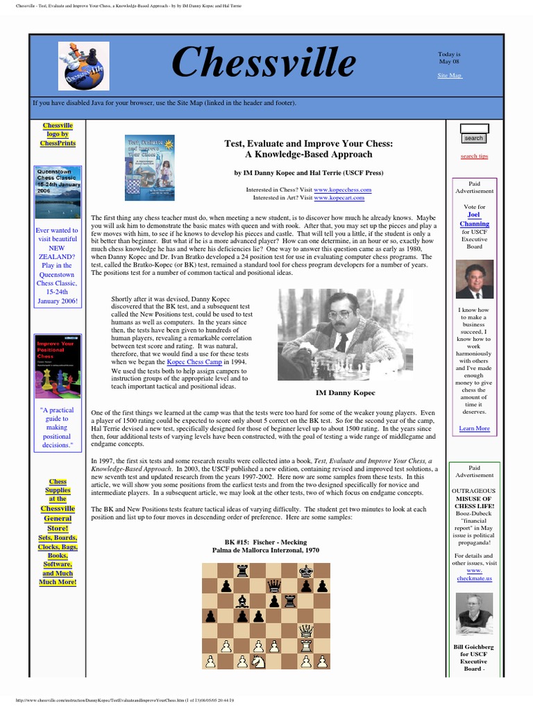 Test, Evaluate and Improve Your Chess PDF Chess Openings Abstract