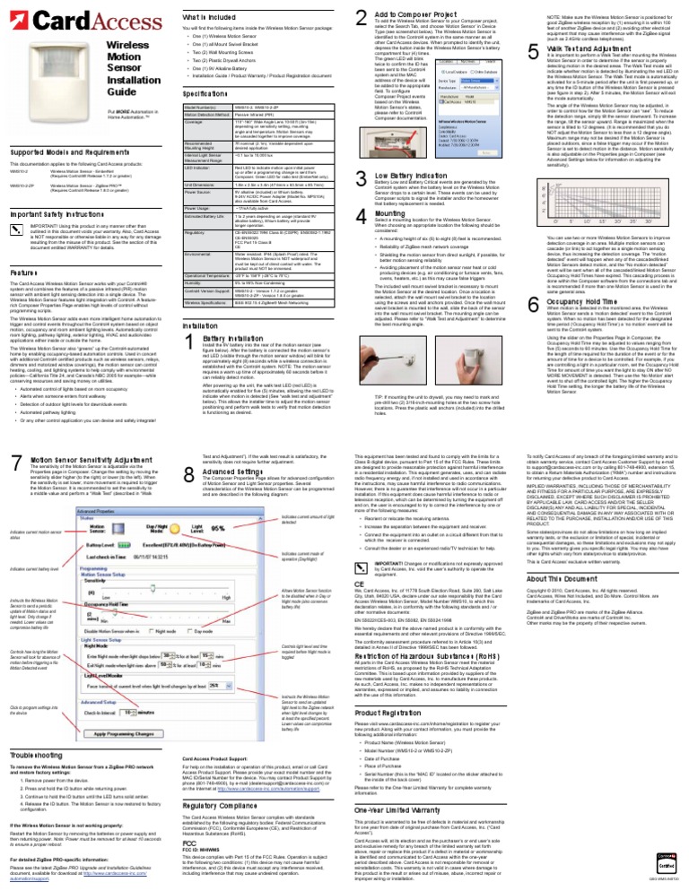 Card Access WMS10 Quickstart Guide | PDF | Lighting | Electrical ...