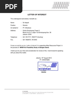 PT Wirataman Letter of Interest