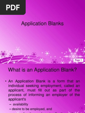 Application Blanks
