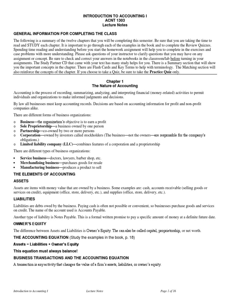 Accountinglecture Notes | PDF