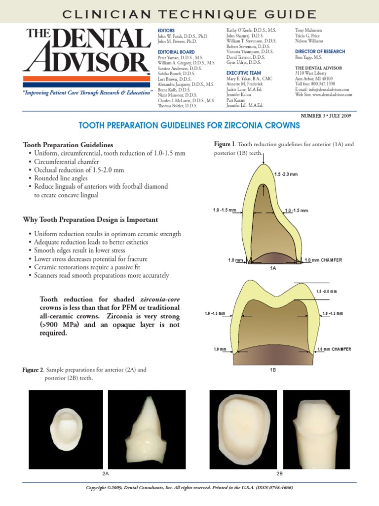 Tooth Preparation Guidelines For Zirconia Crowns | PDF