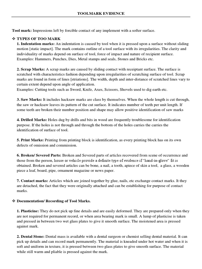 A Comprehensive Guide to Evaluating Tool Mark Evidence Through Various