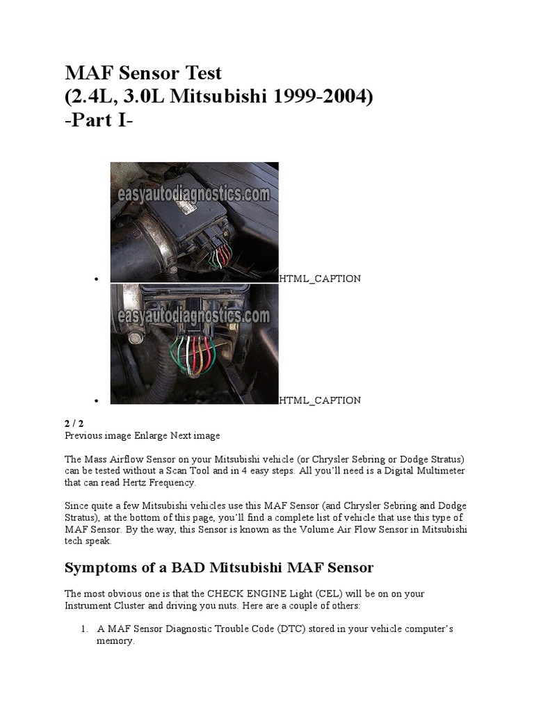 MAF Sensor Test Direct Current Hertz