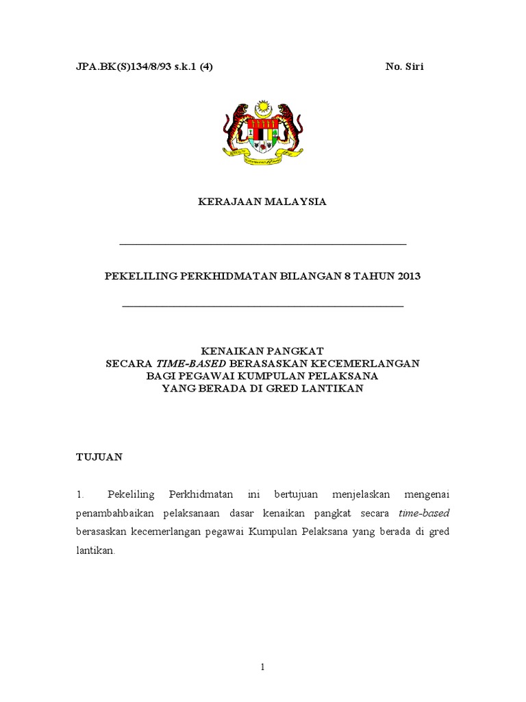 Kenaikan Pangkat Secara Time-Based Berasaskan Kecemerlangan Bagi 
