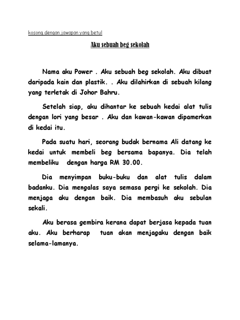 Contoh Karangan Autobiografi Aku Sebatang Pokok Kelapa 