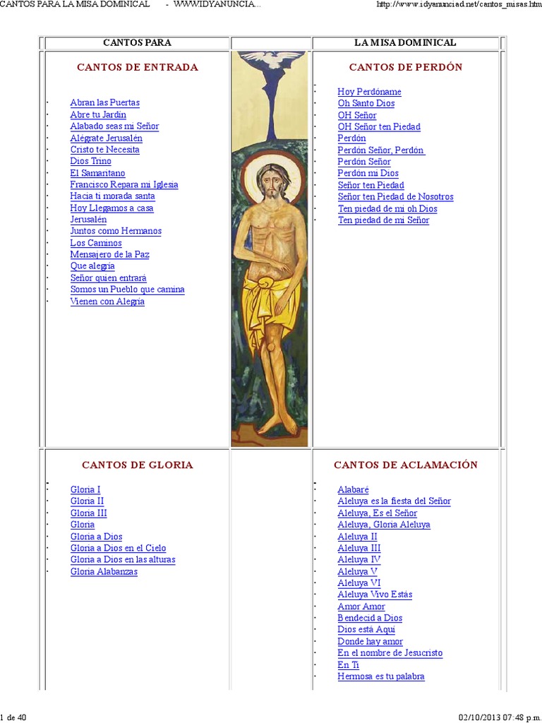 CANTOS PARA LA MISA DOMINICAL .pdf orador del Señor Misa (liturgia)
