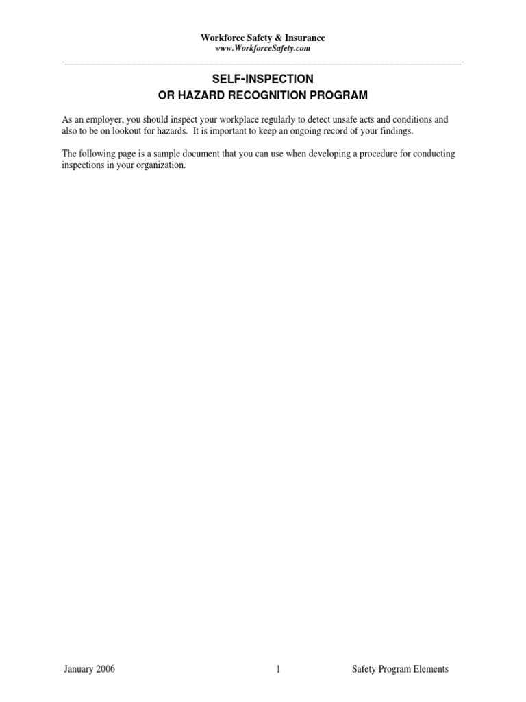 Workplace Safety Self-Inspection Guide | PDF | Career & Growth | Business