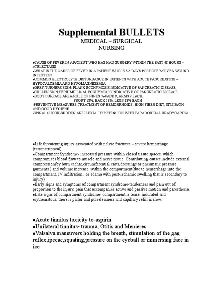 Supplemental BULLETS Med-Surg Nursing | PDF