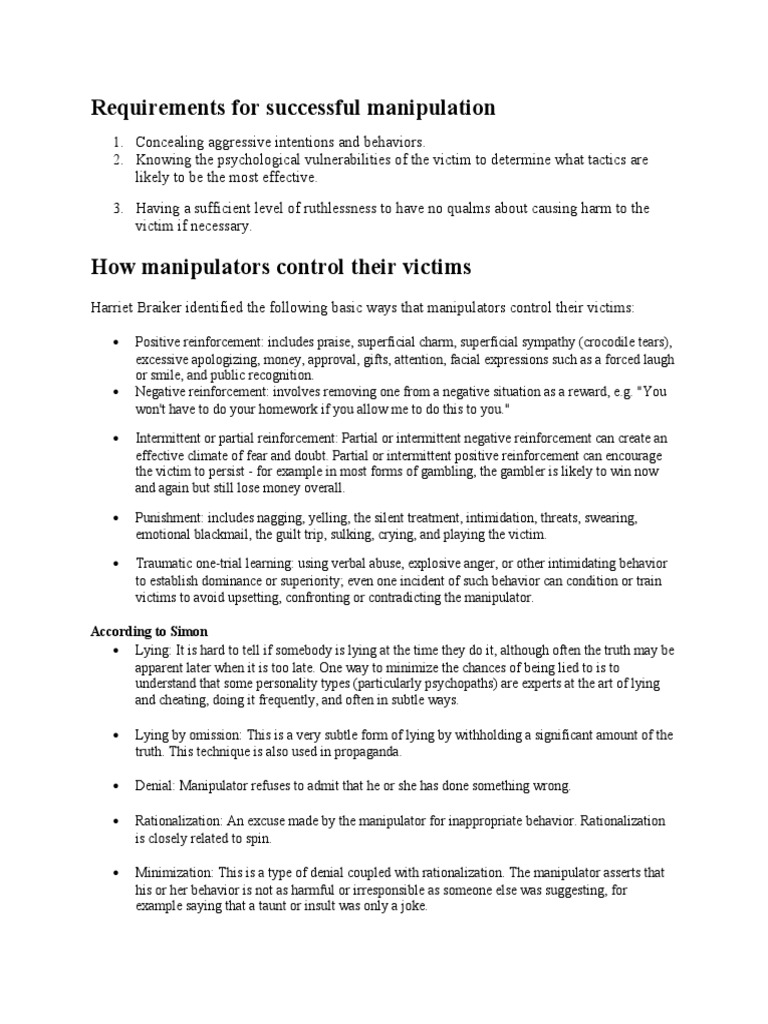 Understanding Manipulation Tactics | PDF | Psychopathy | Psychological ...
