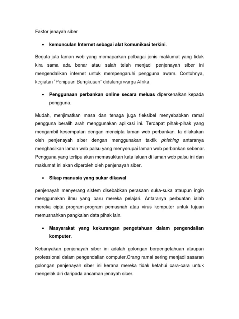 Faktor Jenayah Siber