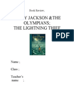 Percy Jackson &the Olympians The Lightning Thief: Name Class Teacher's Name