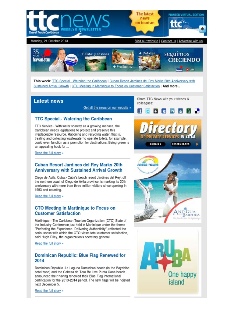 TTC News - Watering The Caribbean | PDF | Cuba | Dominican Republic
