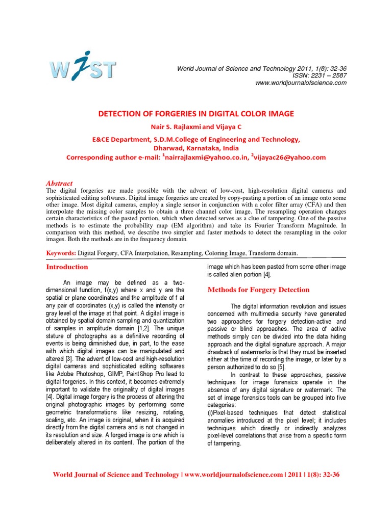 Detecting Digital Image Forgeries | PDF