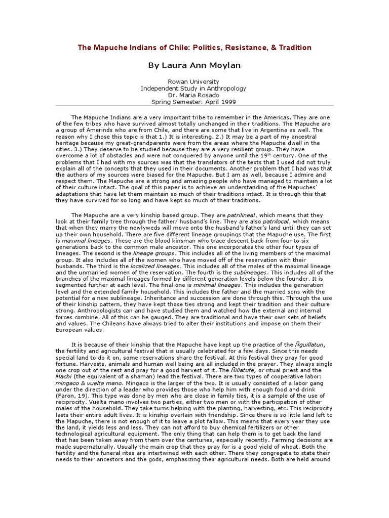 The Mapuche Indians of Chile | PDF | Kinship | Wife