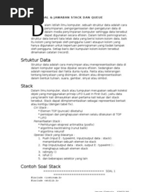 Struktur Data 100 Soal Stack Queue Pemrograman Komputer C