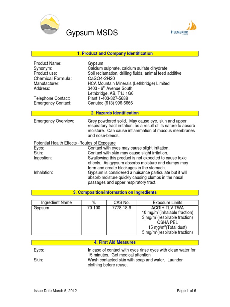 msds-gypsum-dangerous-goods