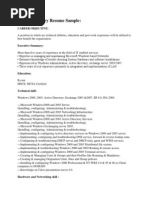 Active Directory Resume Sample