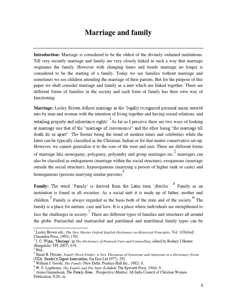 Marriage And Family Pdf Marriage Gender Role