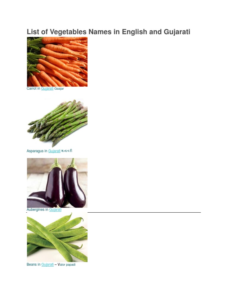 List of Vegetables Names in Gujarati Leaf Vegetable Eggplant