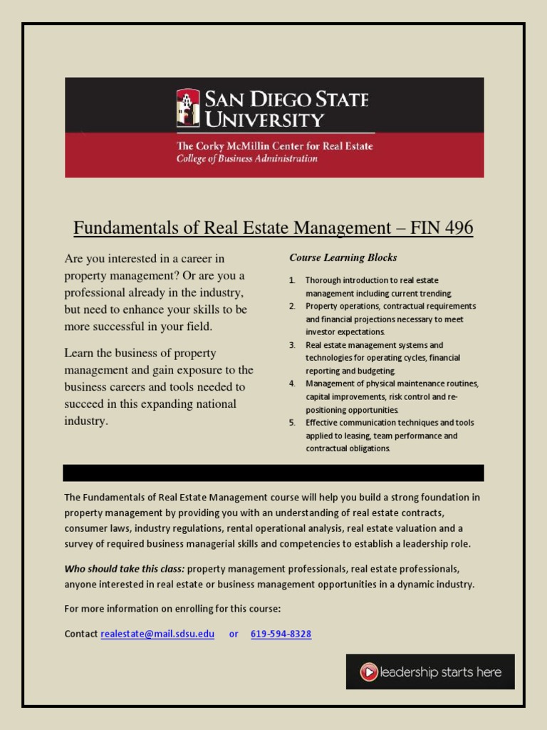 Fundamentals of Real Estate Management Course | PDF | Property ...