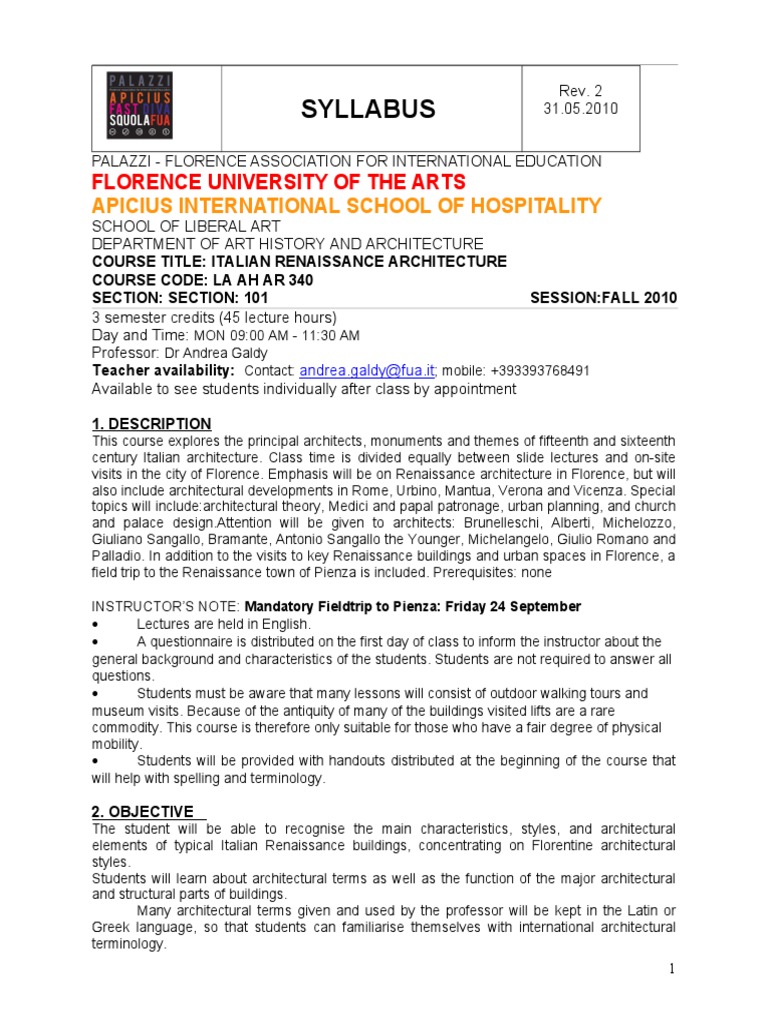 Italian Renaissance Architecture Pdf Florence Further Education