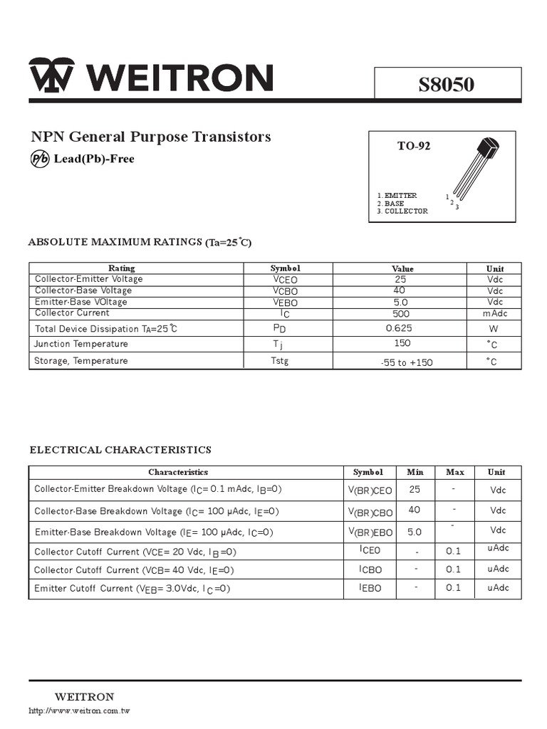 Transistor S8050 Datasheet | PDF