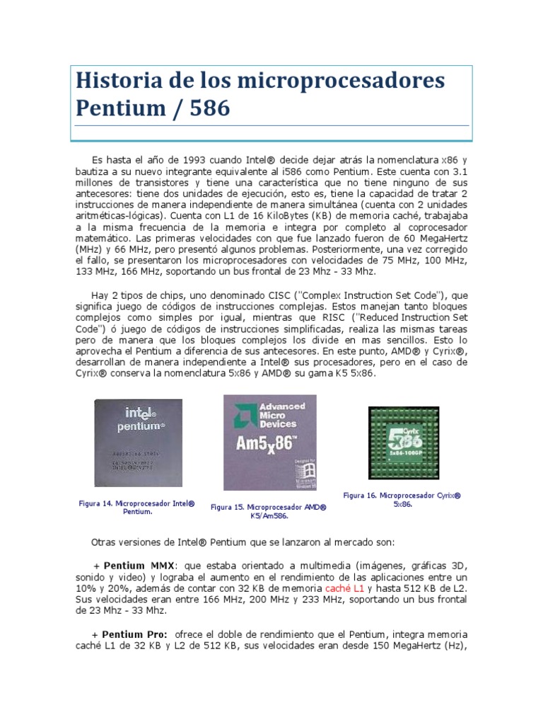 Historia de Los Micro Pentium | PDF | Microprocesador | Hertz