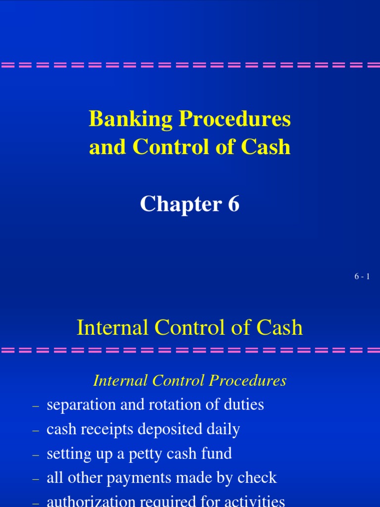 Banking Procedures and Control of Cash PDF Cheque Payments