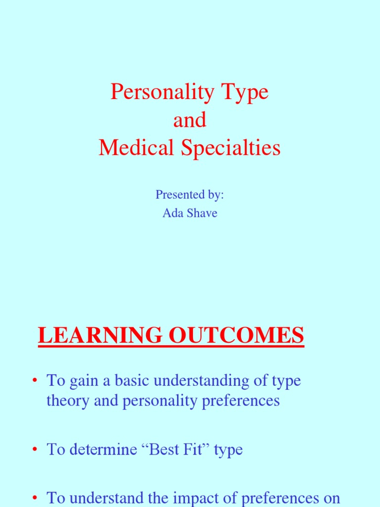 MBTI Personality Type Medical Specialties Extraversion And