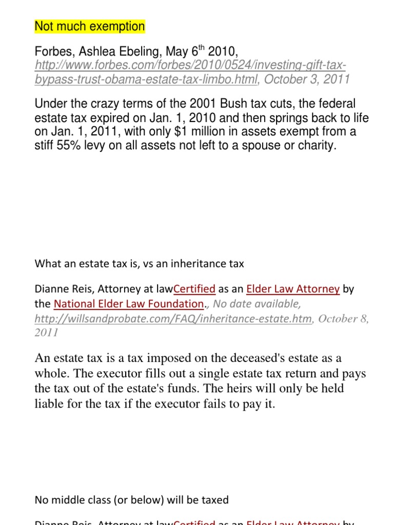 AFF Estate Tax PDF Estate Tax In The United States Inheritance Tax