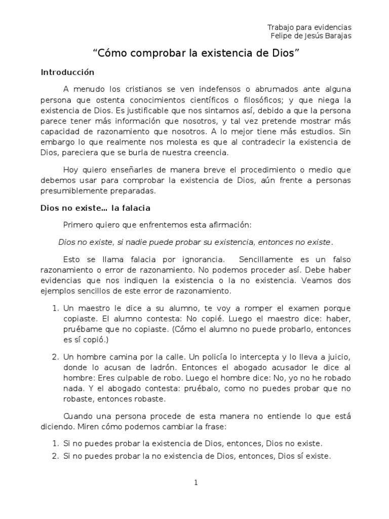 Cómo Comprobar La Existencia de Dios PDF Existencia Filosofía