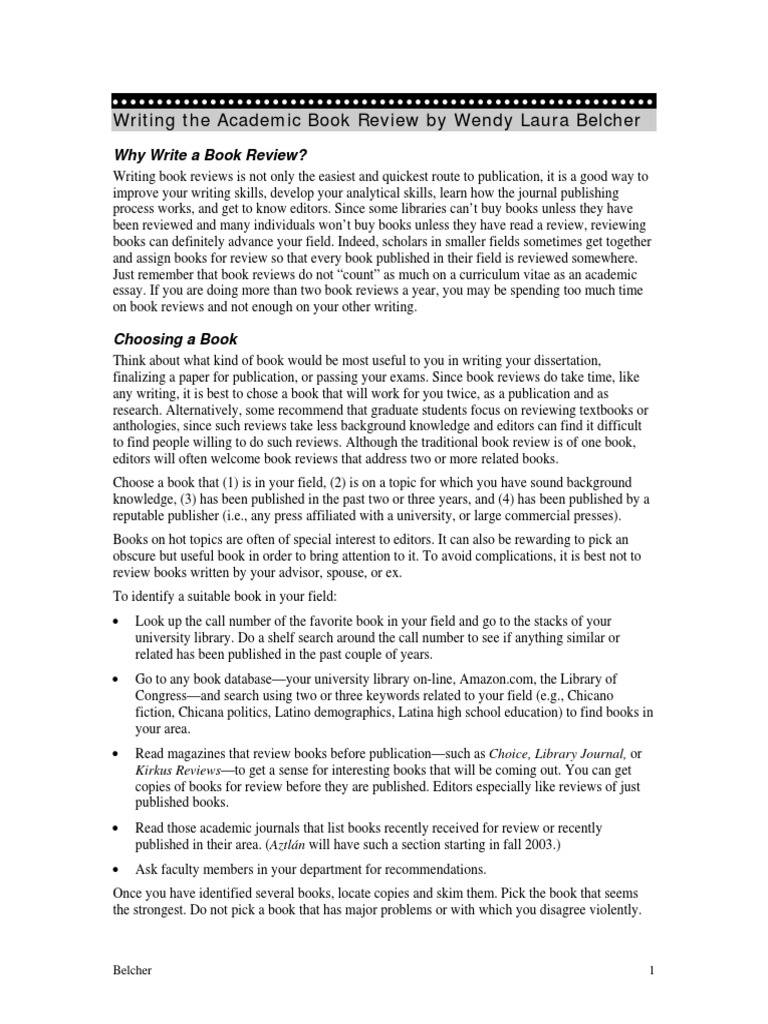Writing Academic Book Reviews Guide | PDF | Books | Academic Journal