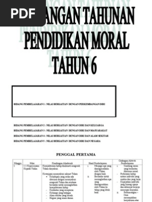 Rancangan Tahunan P Moral Tahun 6 Pdf