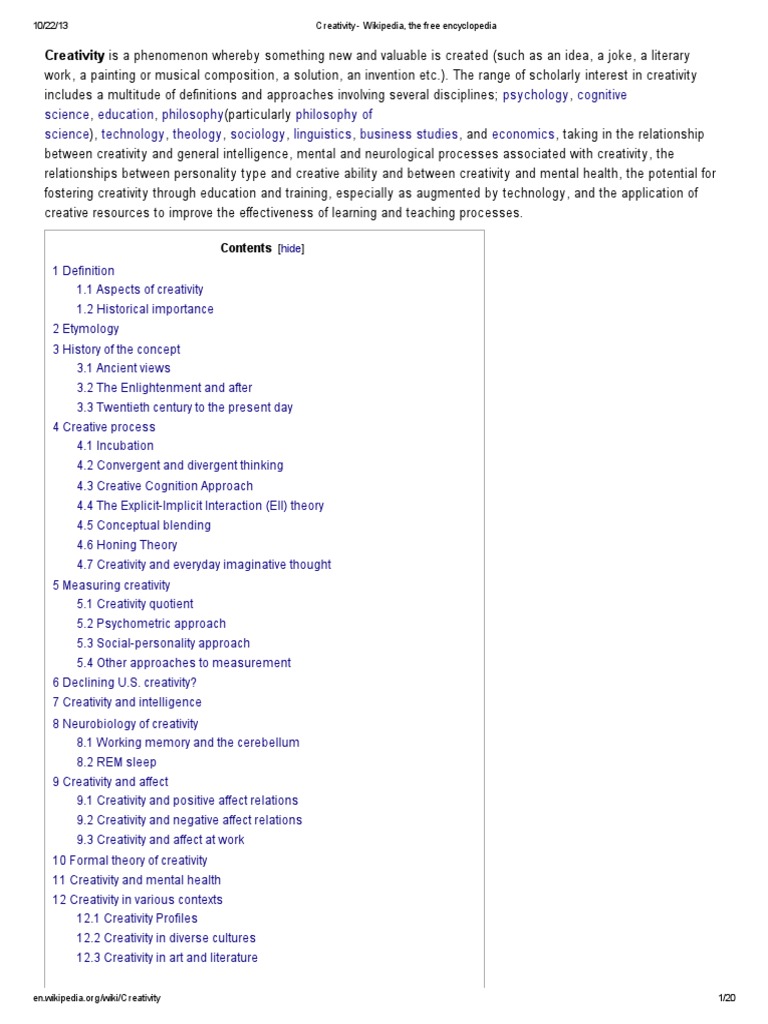 Creativity And The Creative Process Pdf Affect Psychology