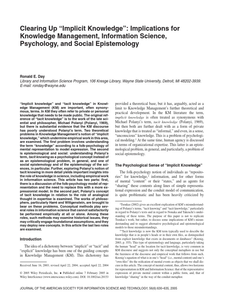 Clearing Up Implicit Knowledge | PDF | Epistemology | Mind