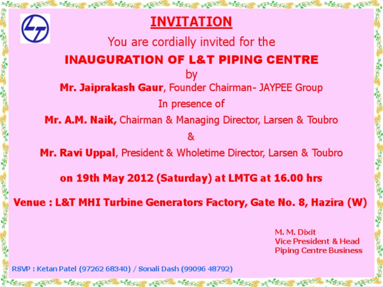 PC Inauguraion Invitation - Final | PDF | Economy Of India | Companies