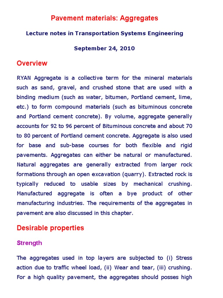 Pavement Materials - Aggregates | PDF | Road Surface | Construction ...