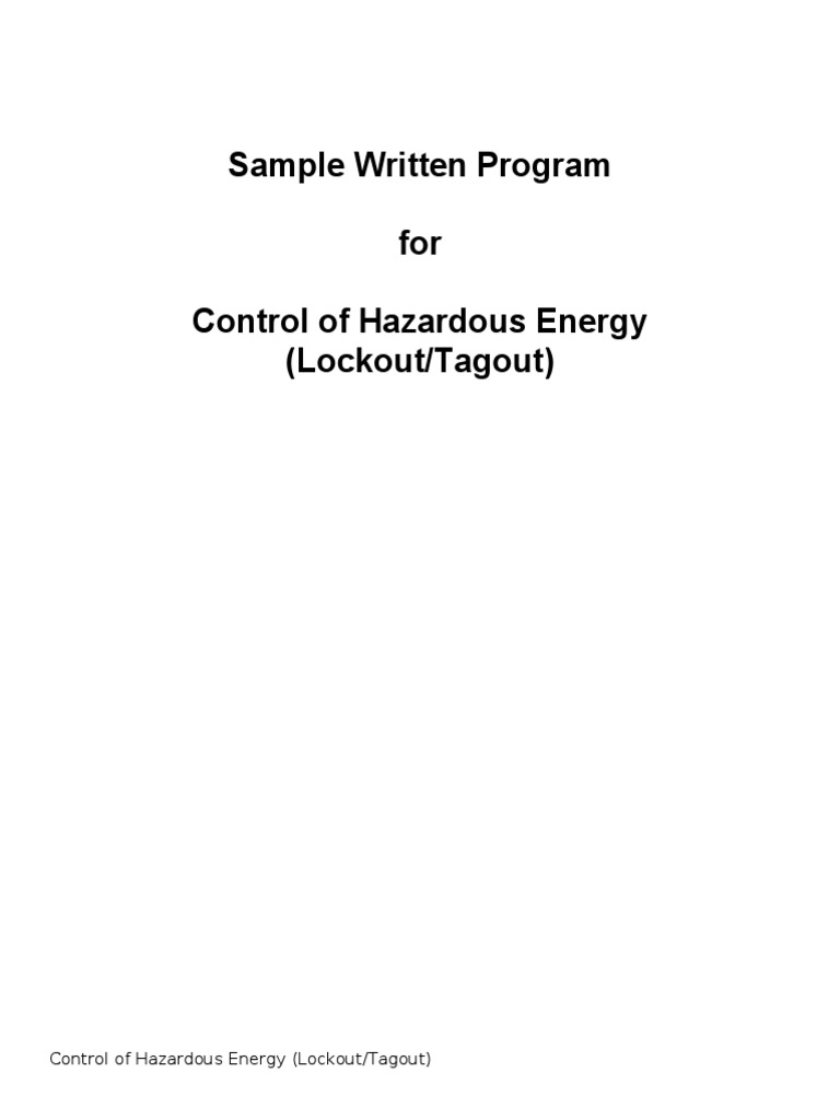 1910.147 LockoutTagout Program PDF Safety Engineering