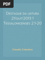 Destaque da leitura biblica 21 de outubro de 2013