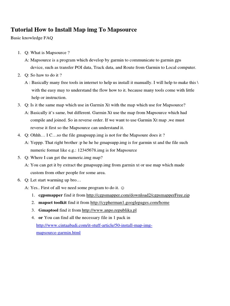 050 Tutorial Install Map For MapSource | PDF