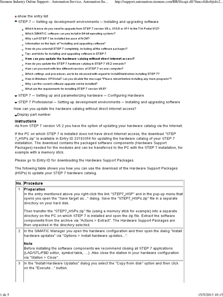 Hw Update Step 7 V5.5