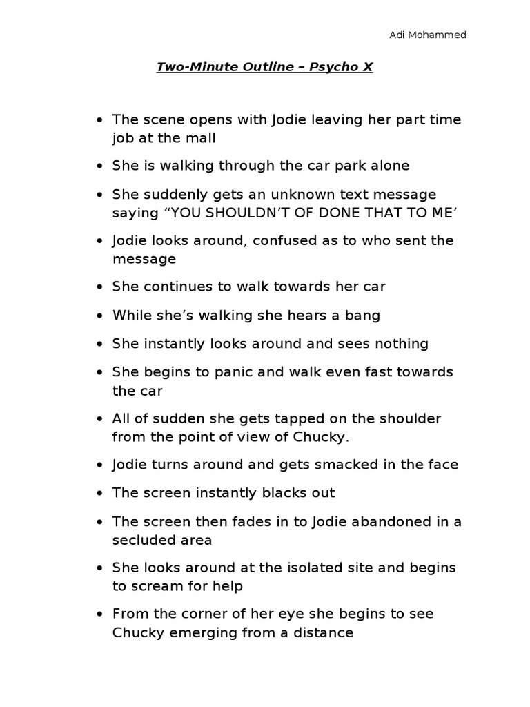 2 Minute Outline of The Scene | PDF