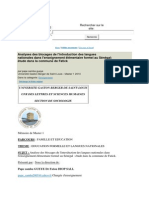 Langues Nationales Et Système Éducatif