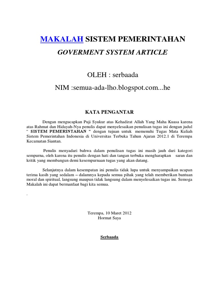 Makalah Sistem Pemerintahan